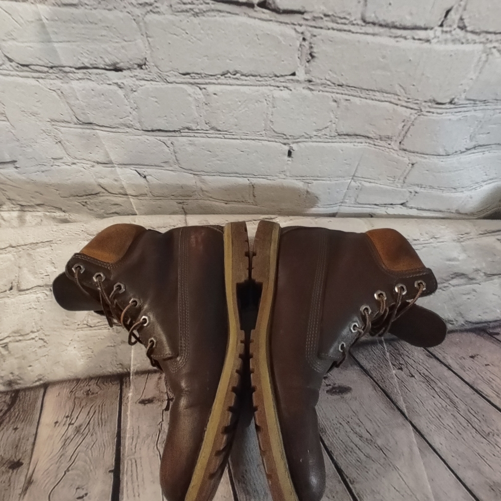 Timberland Lace Up Brown Leather Boots  Two-Tone  9.5 - Picture 7 of 16